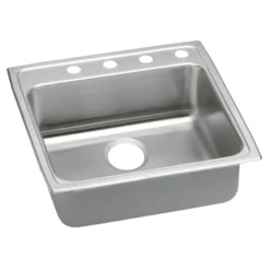 Elkay Lustertone Classic 22" Drop In/Topmount Stainless Steel ADA Kitchen Sink, Lustrous Satin, 1 Faucet Hole, LRADQ2222601