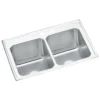 Elkay Lustertone Classic 33" Drop In/Topmount Stainless Steel Kitchen Sink, 50/50 Double Bowl, Lustrous Satin, MR2 Faucet Holes, DLR332210MR2