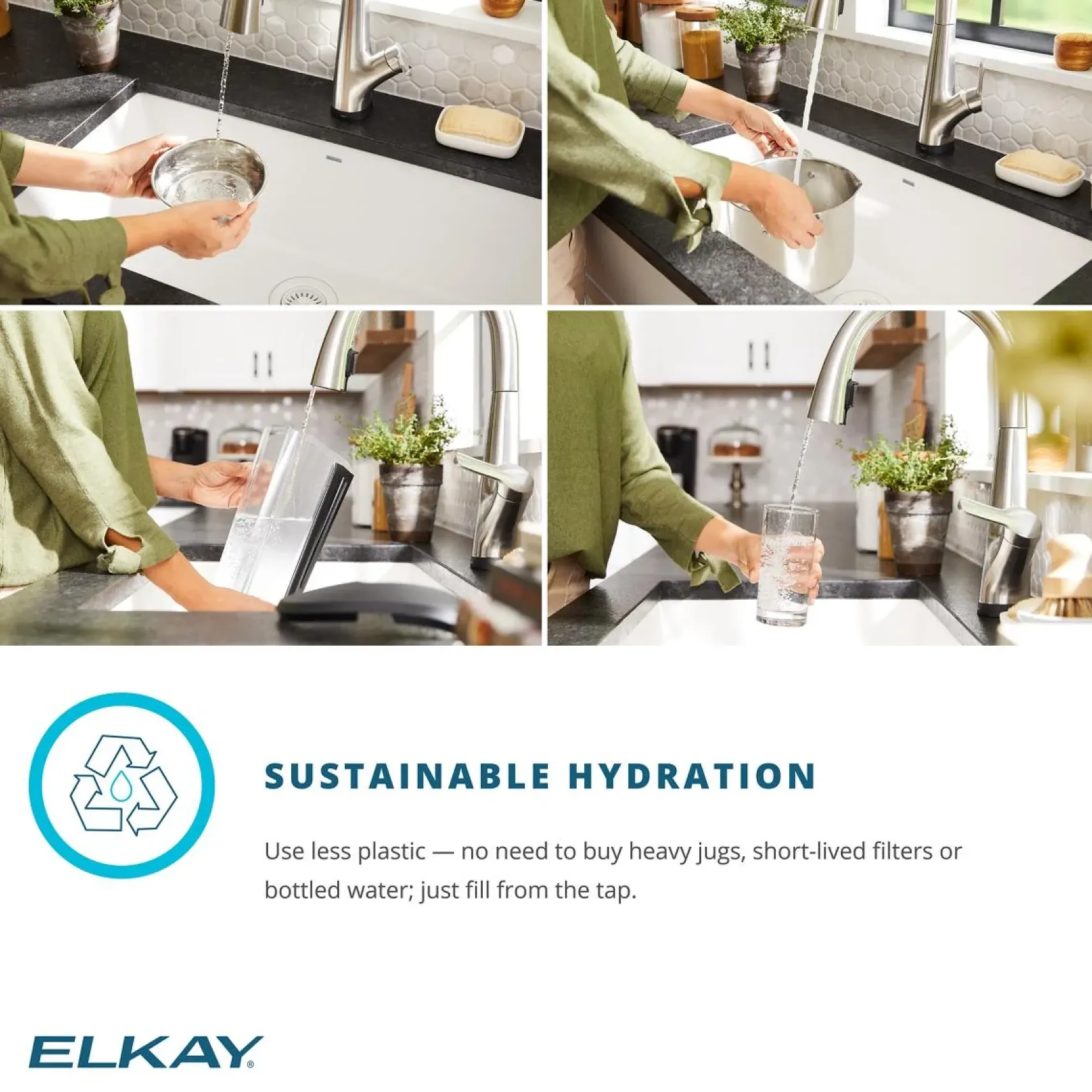 Elkay Quartz Classic 25" Drop In/Topmount Quartz Kitchen Sink Kit with Faucet, Single Bowl Greystone, 5 Pre-scored Faucet Holes, ELG2522GS0FLC