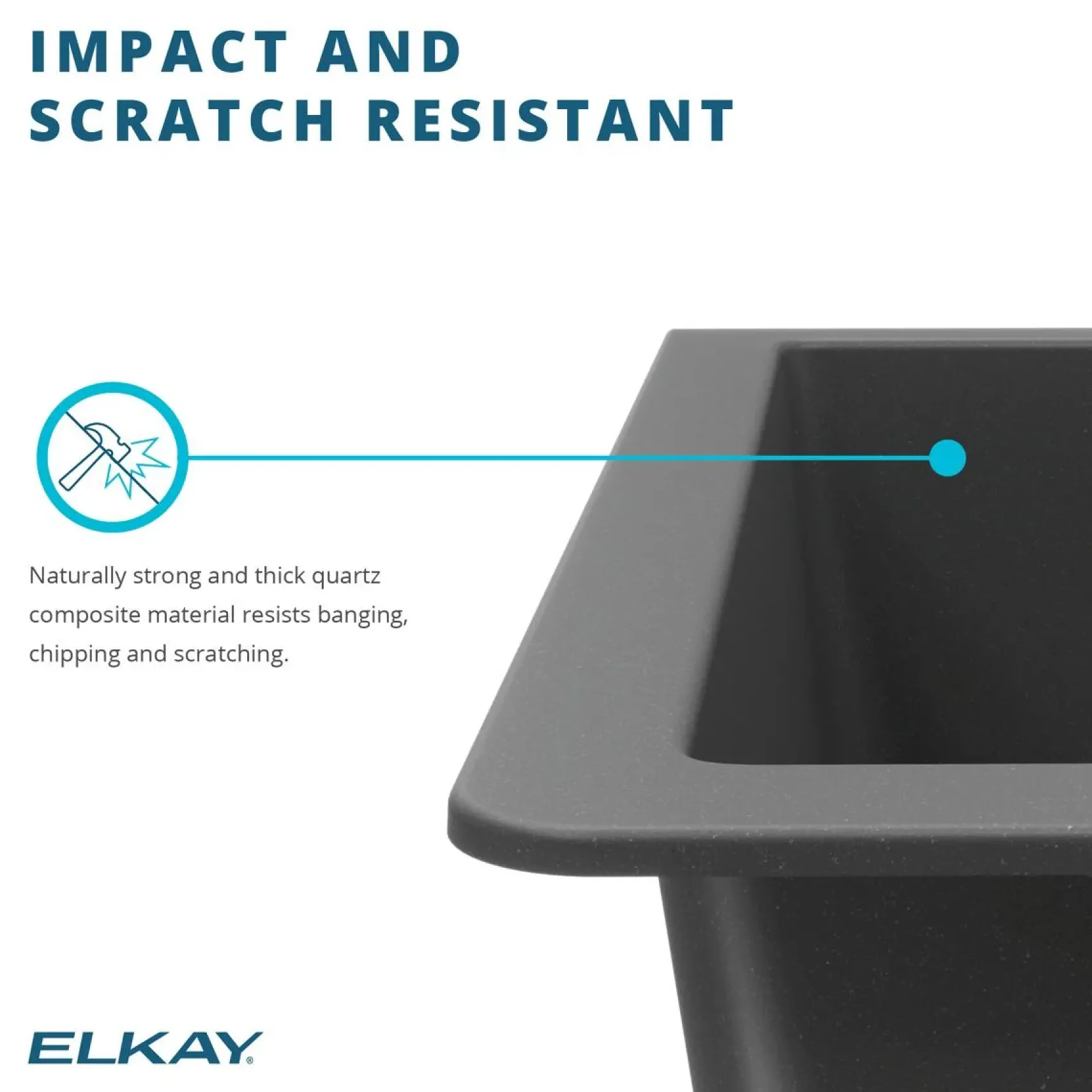 Elkay Quartz Classic 33" Drop In/Topmount Quartz Kitchen Sink, Mocha, 5 Pre-scored Faucet Holes, ELGR13322MC0
