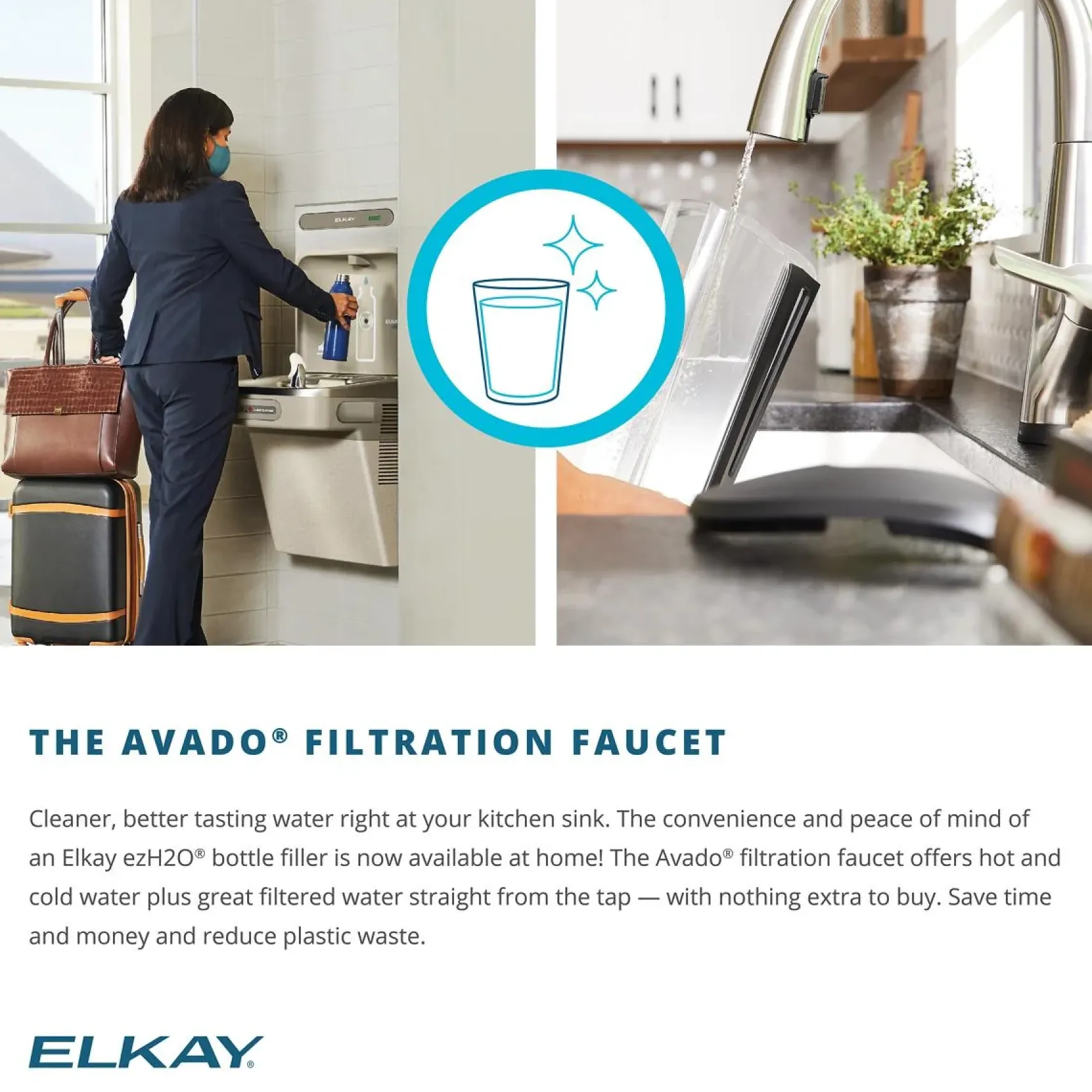 Elkay Quartz Classic 33" Undermount Quartz Kitchen Sink Kit with Faucet, 50/50 Double Bowl, Black, ELGU3322BK0FLC