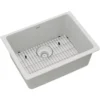 Elkay Quartz Classic 25" Undermount Quartz Kitchen Sink Kit, White, ELGU2522WH0C