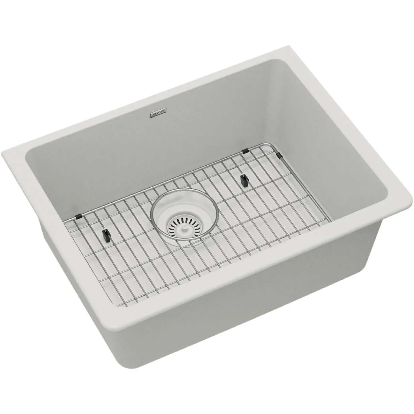 Elkay Quartz Classic 25" Undermount Quartz Kitchen Sink Kit, White, ELGU2522WH0C