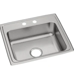 Elkay Celebrity 22" Drop In/Topmount Stainless Steel Kitchen Sink, Brushed Satin, 2 Faucet Holes, PSR22192