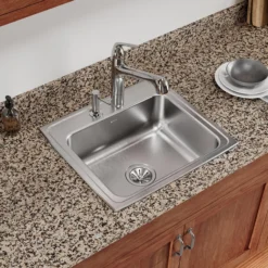 Elkay Celebrity 22" Drop In/Topmount Stainless Steel Kitchen Sink, Brushed Satin, 2 Faucet Holes, PSR22192