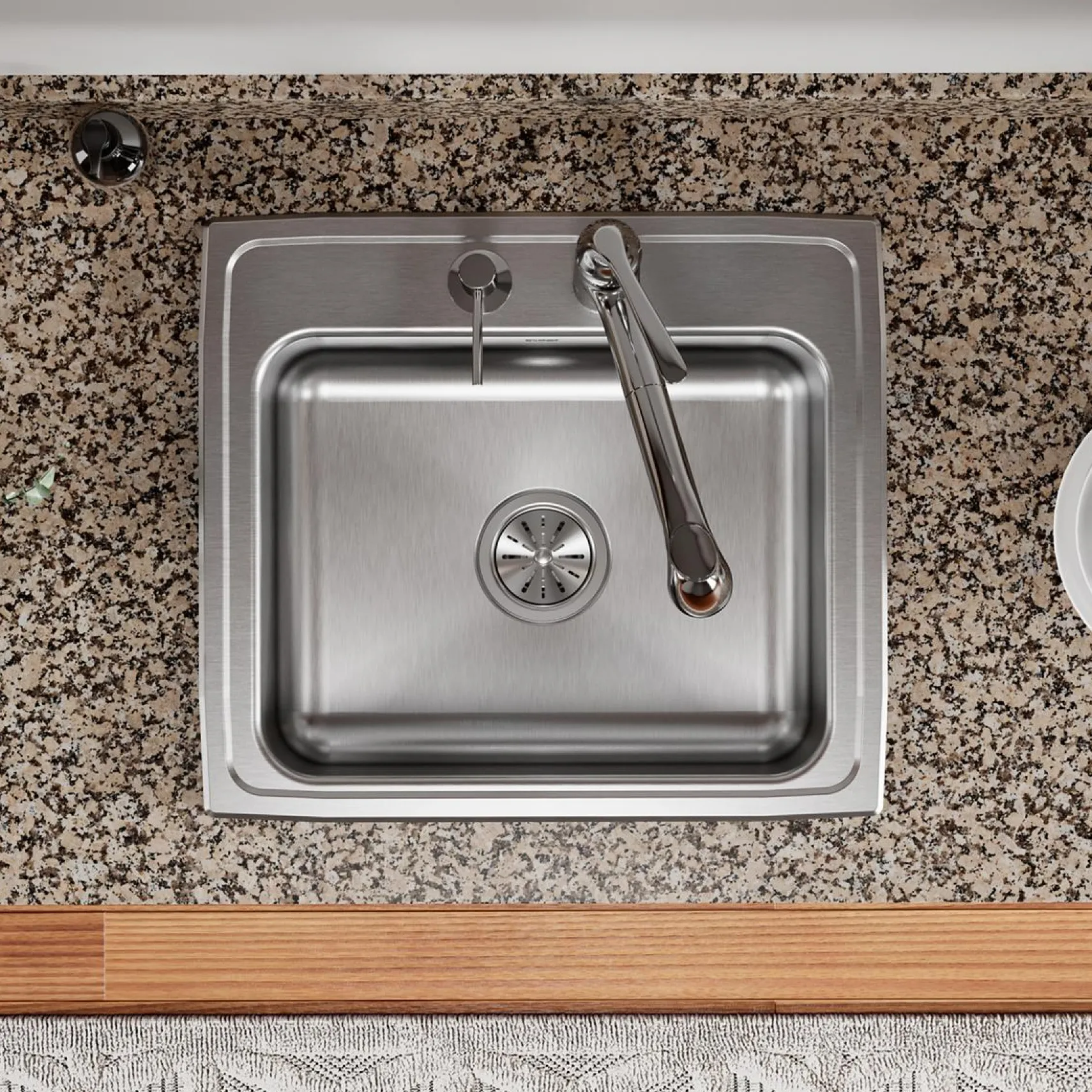 Elkay Celebrity 22" Drop In/Topmount Stainless Steel Kitchen Sink, Brushed Satin, 2 Faucet Holes, PSR22192