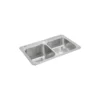 Elkay Celebrity 33" Drop In/Topmount Stainless Steel Kitchen Sink, 50/50 Double Bowl, Brushed Satin, 1 Faucet Hole, STCR3322L1