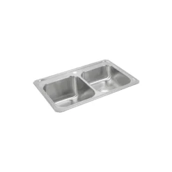 Elkay Celebrity 33" Drop In/Topmount Stainless Steel Kitchen Sink, 50/50 Double Bowl, Brushed Satin, 1 Faucet Hole, STCR3322L1
