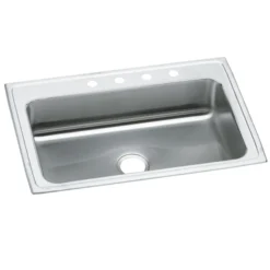 Elkay Celebrity 33" Drop In/Topmount Stainless Steel Kitchen Sink, Brushed Satin, 4 Faucet Holes, PSRS33224