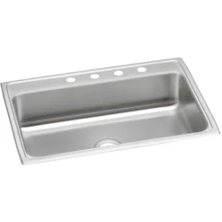 Elkay Celebrity 31" Drop In/Topmount Stainless Steel Kitchen Sink, Brushed Satin, 4 Faucet Holes, PSR31224