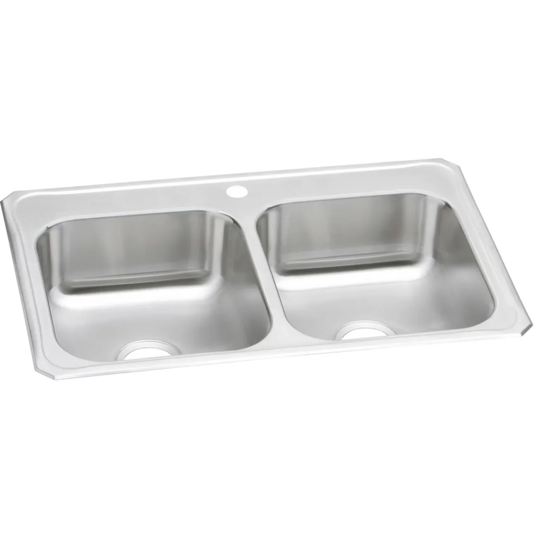 Elkay Celebrity 33" Drop In/Topmount Stainless Steel Kitchen Sink, 50/50 Double Bowl, Brushed Satin, 1 Faucet Hole, CR33221