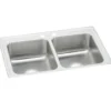 Elkay Celebrity 33" Drop In/Topmount Stainless Steel Kitchen Sink, 50/50 Double Bowl, Brushed Satin, 2 Faucet Holes, PSR33222