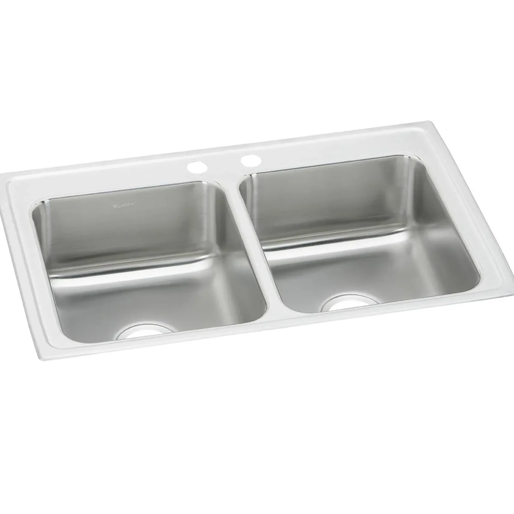 Elkay Celebrity 33" Drop In/Topmount Stainless Steel Kitchen Sink, 50/50 Double Bowl, Brushed Satin, 2 Faucet Holes, PSR33222