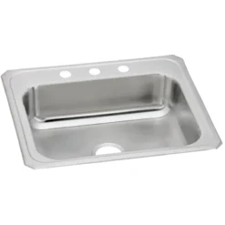 Elkay Celebrity 25" Drop In/Topmount Stainless Steel Kitchen Sink, Brushed Satin, 3 Faucet Holes, CR25223