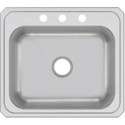 Elkay Celebrity 25" Drop In/Topmount Stainless Steel Kitchen Sink, Brushed Satin, 3 Faucet Holes, CR25223