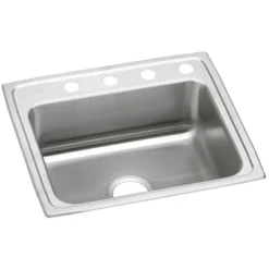 Elkay Celebrity 25" Drop In/Topmount Stainless Steel Kitchen Sink, Brushed Satin, 4 Faucet Holes, PSR25224
