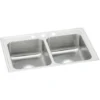 Elkay Celebrity 33" Drop In/Topmount Stainless Steel Kitchen Sink, 50/50 Double Bowl, Brushed Satin, 3 Faucet Holes, PSR33223