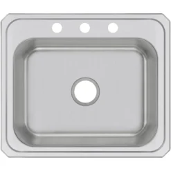 Elkay Celebrity 25" Drop In/Topmount Stainless Steel Kitchen Sink, Brushed Satin, 3 Faucet Holes, CR25213