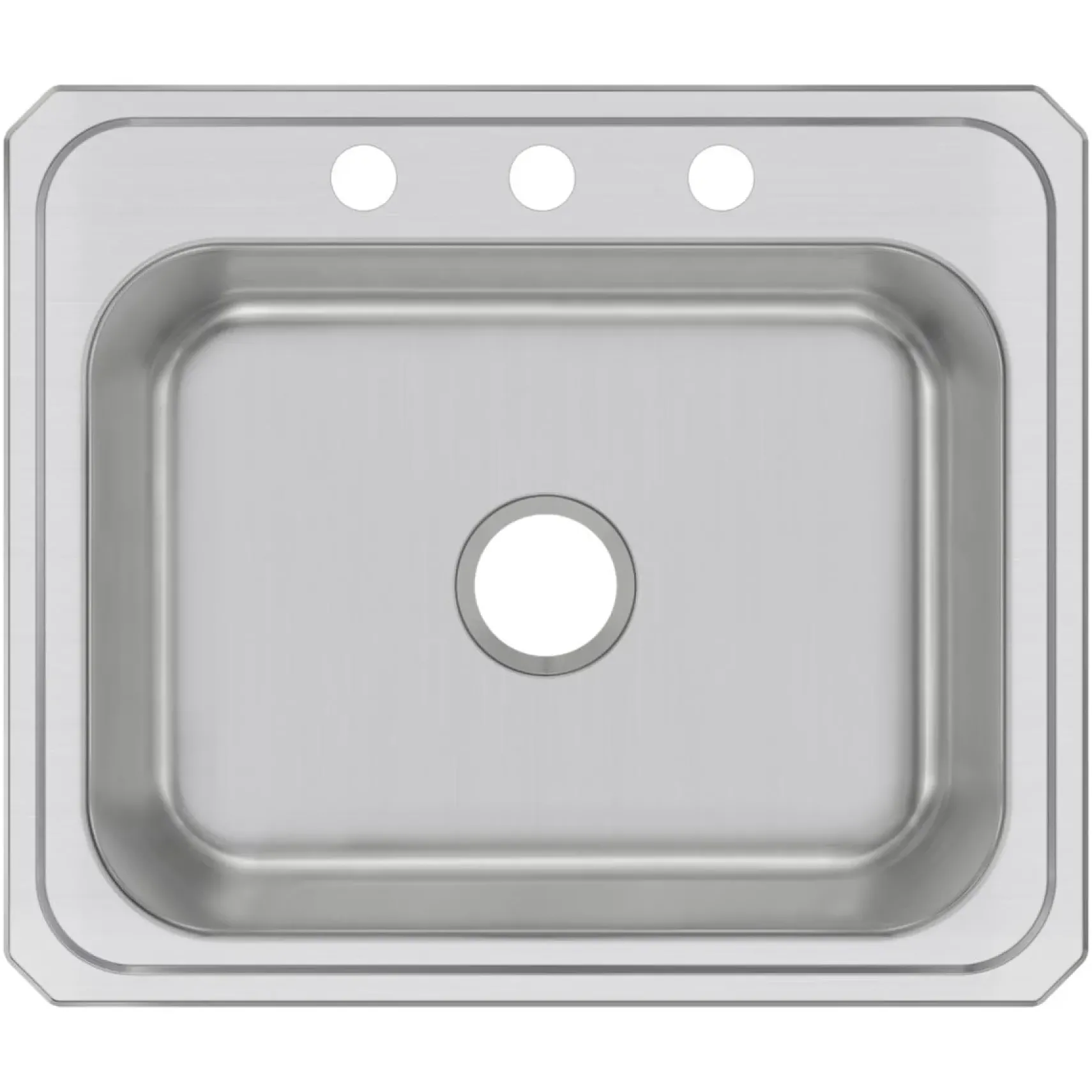 Elkay Celebrity 25" Drop In/Topmount Stainless Steel Kitchen Sink, Brushed Satin, 3 Faucet Holes, CR25213