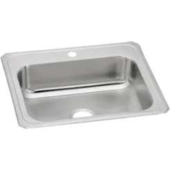 Elkay Celebrity 25" Drop In/Topmount Stainless Steel Kitchen Sink, Brushed Satin, 1 Faucet Hole, CR25221