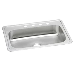 Elkay Celebrity 33" Drop In/Topmount Stainless Steel Kitchen Sink, Brushed Satin, 4 Faucet Holes, CRS33224