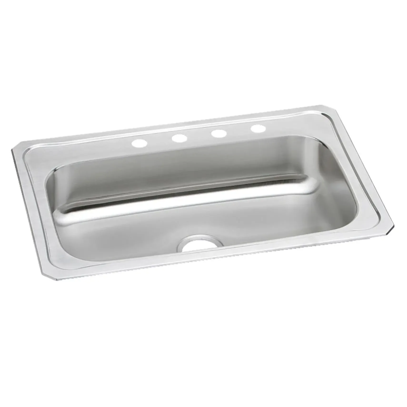 Elkay Celebrity 33" Drop In/Topmount Stainless Steel Kitchen Sink, Brushed Satin, 4 Faucet Holes, CRS33224