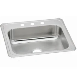 Elkay Celebrity 25" Drop In/Topmount Stainless Steel Kitchen Sink, Brushed Satin, No Faucet Hole, CR25210