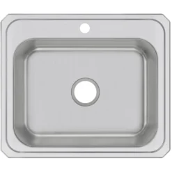 Elkay Celebrity 25" Drop In/Topmount Stainless Steel Kitchen Sink, Brushed Satin, 1 Faucet Hole, CR25211