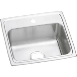 Elkay Celebrity 19" Drop In/Topmount Stainless Steel Kitchen Sink, Brushed Satin, 1 Faucet Hole, PSR19181