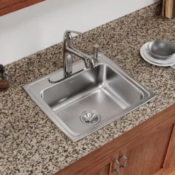 Elkay Celebrity 22" Drop In/Topmount Stainless Steel Kitchen Sink, Brushed Satin, 4 Faucet Holes, PSR22194