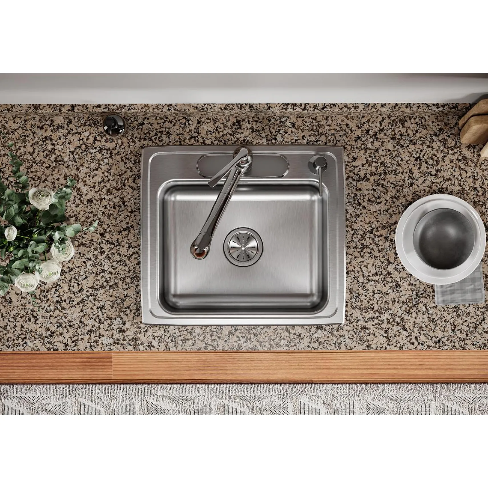 Elkay Celebrity 22" Drop In/Topmount Stainless Steel Kitchen Sink, Brushed Satin, 4 Faucet Holes, PSR22194
