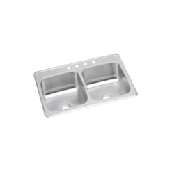 Elkay Celebrity 43" Stainless Steel Kitchen Sink, 50/50 Double Bowl, 20 Gauge, Brushed Satin, 4 Faucet Hole, CR43224