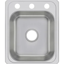 Elkay Celebrity 17" Stainless Steel Kitchen Sink, 20 Gauge, Brushed Satin, 3 Faucet Hole, CR17213