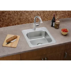 Elkay Celebrity 17" Stainless Steel Kitchen Sink, 20 Gauge, Brushed Satin, 3 Faucet Hole, CR17213