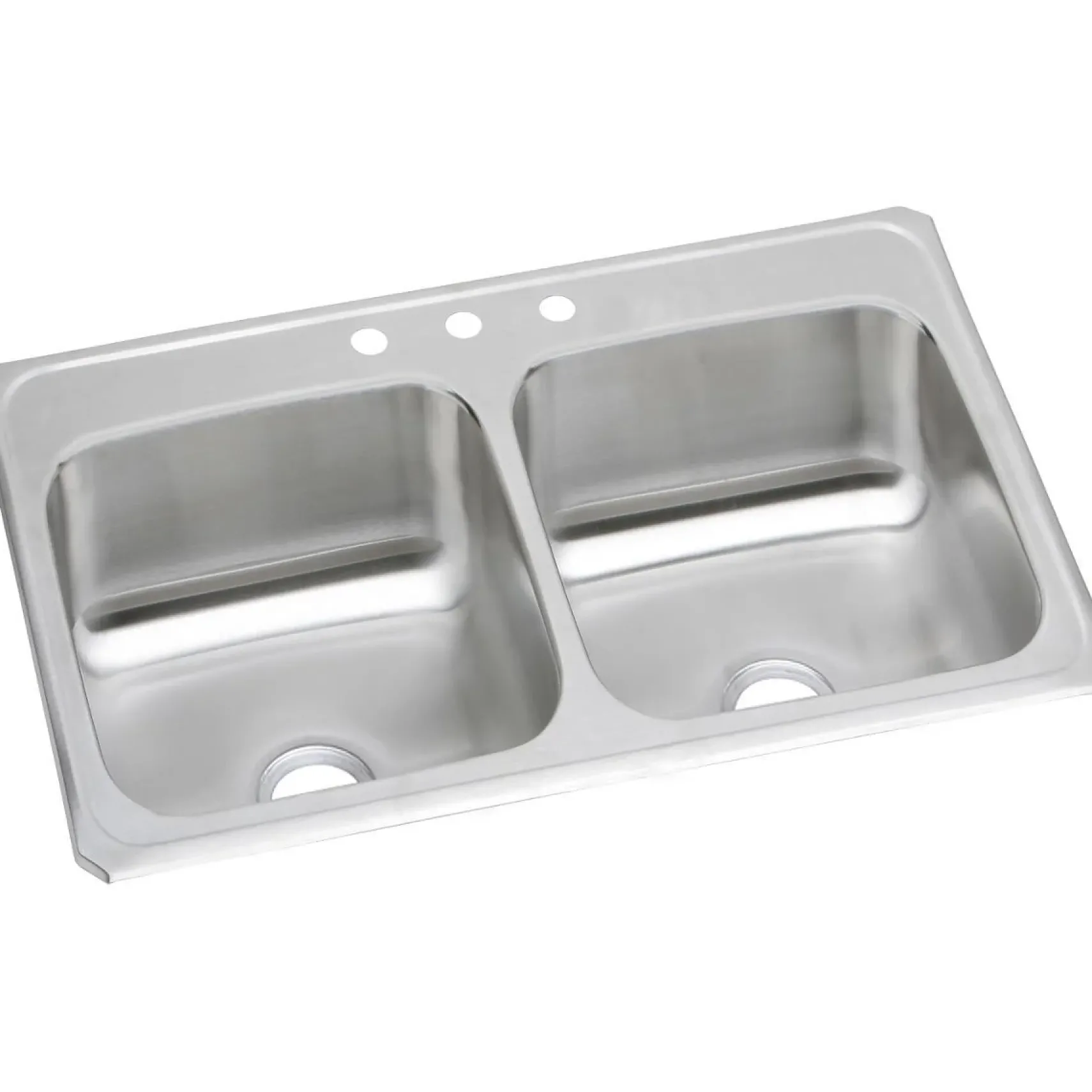 Elkay Celebrity 33" Stainless Steel Kitchen Sink, 50/50 Double Bowl, 20 Gauge, Brushed Satin, 3 Faucet Hole, CR33213