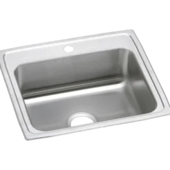 Elkay Celebrity 22" Stainless Steel Kitchen Sink, 20 Gauge, Brushed Satin, 1 Faucet Hole, PSR22191
