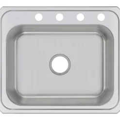 Elkay Celebrity 25" Stainless Steel Kitchen Sink, 20 Gauge, Brushed Satin, 4 Faucet Hole, CR25214