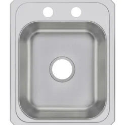 Elkay Celebrity 17" Stainless Steel Kitchen Sink, 20 Gauge, Brushed Satin, 2 Faucet Hole, CR17212