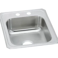 Elkay Celebrity 17" Stainless Steel Kitchen Sink, 20 Gauge, Brushed Satin, 2 Faucet Hole, CR17212