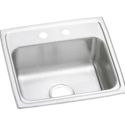 Elkay Celebrity 19" Stainless Steel Kitchen Sink, 20 Gauge, Brushed Satin, 2 Faucet Hole, PSR19182