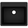 Elkay Classic 25" Quartz Kitchen Sink, Black, Pre-scored for up to 5 Faucet Hole, ELG2522BK0