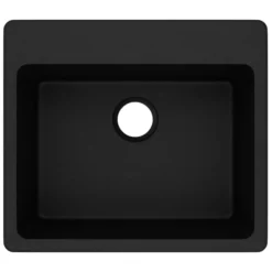 Elkay Classic 25" Quartz Kitchen Sink, Black, Pre-scored for up to 5 Faucet Hole, ELG2522BK0