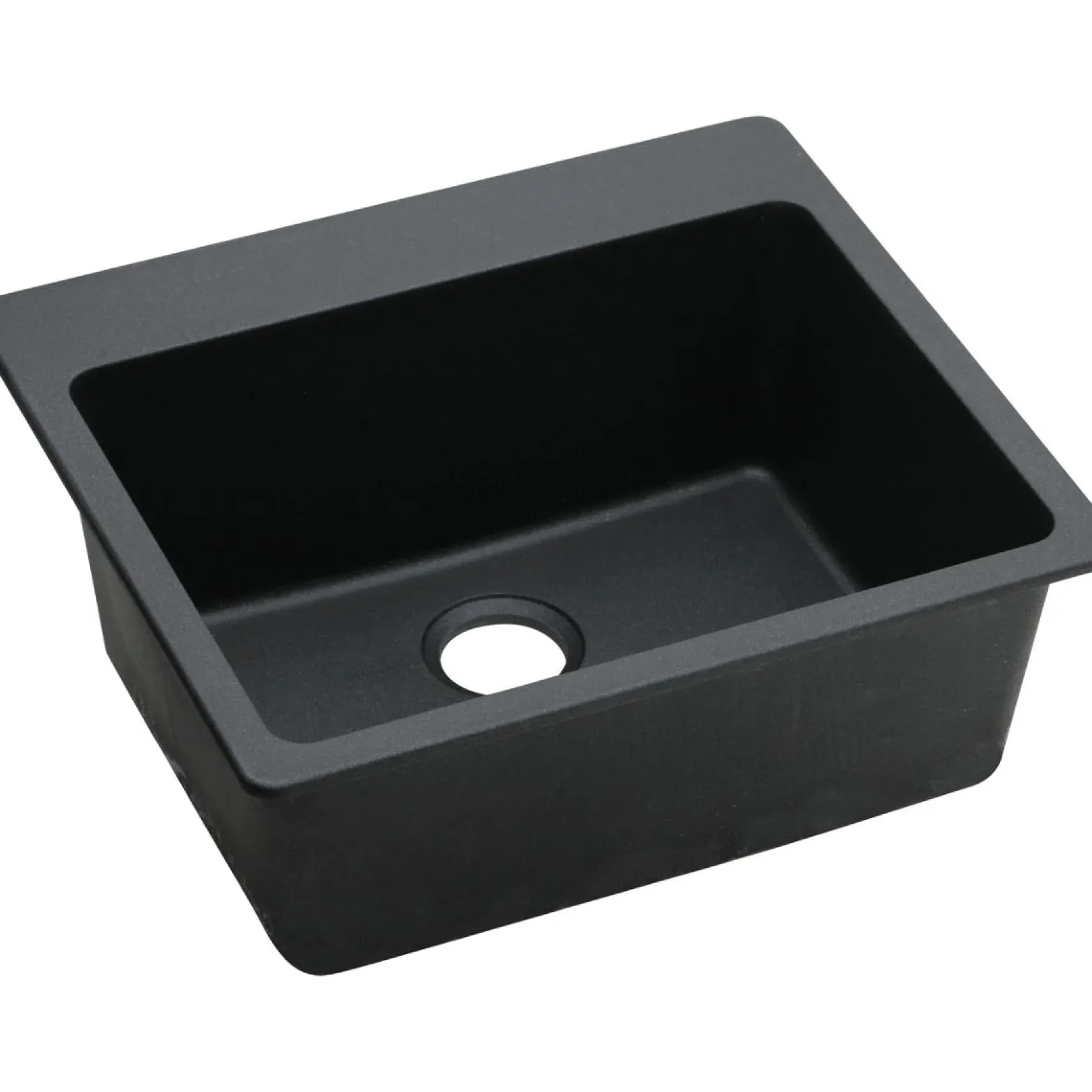 Elkay Classic 25" Quartz Kitchen Sink, Black, Pre-scored for up to 5 Faucet Hole, ELG2522BK0