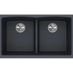 Elkay Classic 33" Quartz Kitchen Sink, 50/50 Double Bowl, Dusk Gray, ELGDULB3322GY0