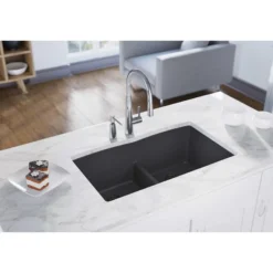 Elkay Classic 33" Quartz Kitchen Sink, 50/50 Double Bowl, Dusk Gray, ELGDULB3322GY0