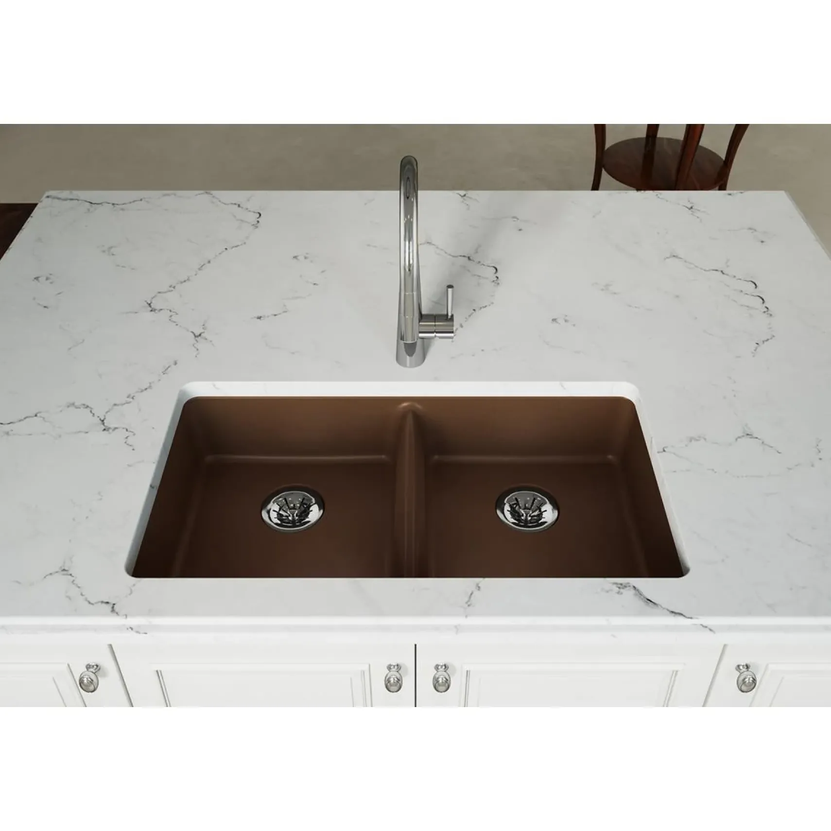 Elkay Classic 33" Quartz Kitchen Sink, 50/50 Double Bowl, Mocha, ELGUAD3319PDMC0