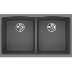 Elkay Classic 33" Quartz Kitchen Sink, 50/50 Double Bowl, Greystone, ELGDULB3322GS0