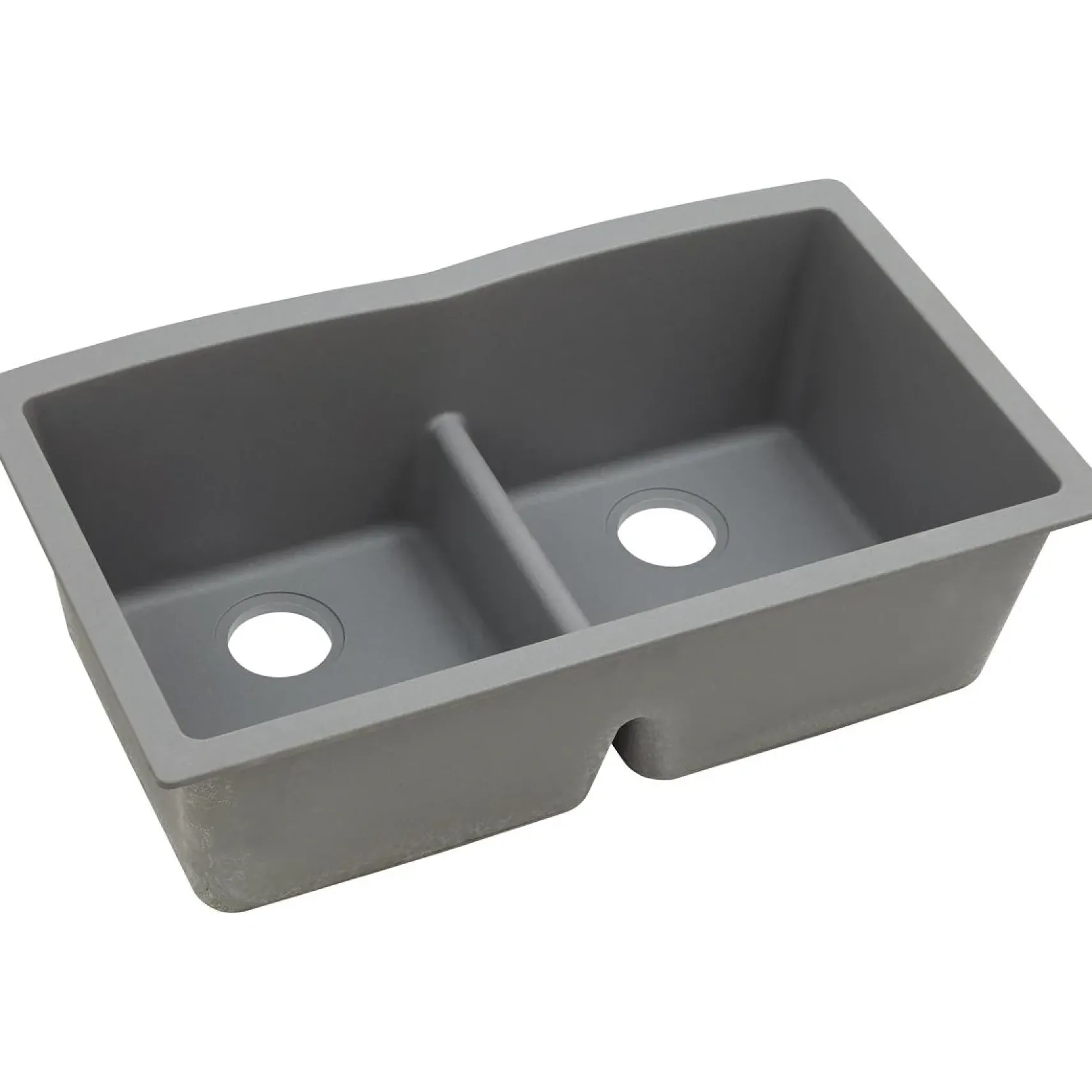 Elkay Classic 33" Quartz Kitchen Sink, 50/50 Double Bowl, Greystone, ELGDULB3322GS0