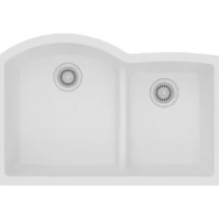 Elkay Classic 33" Quartz Kitchen Sink, 55/45 Double Bowl, White, ELGHU3322RWH0