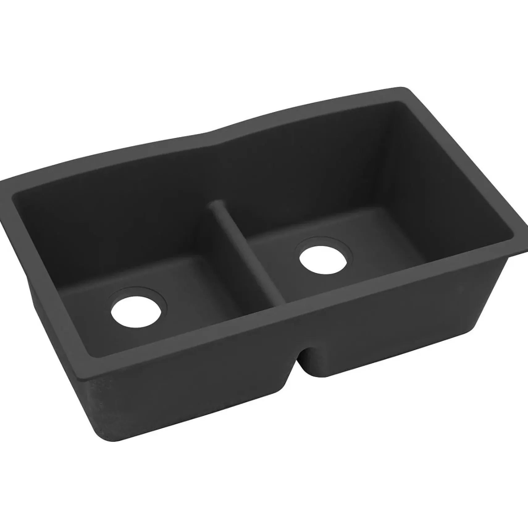 Elkay Classic 33" Quartz Kitchen Sink, 50/50 Double Bowl, Black, ELGDULB3322BK0